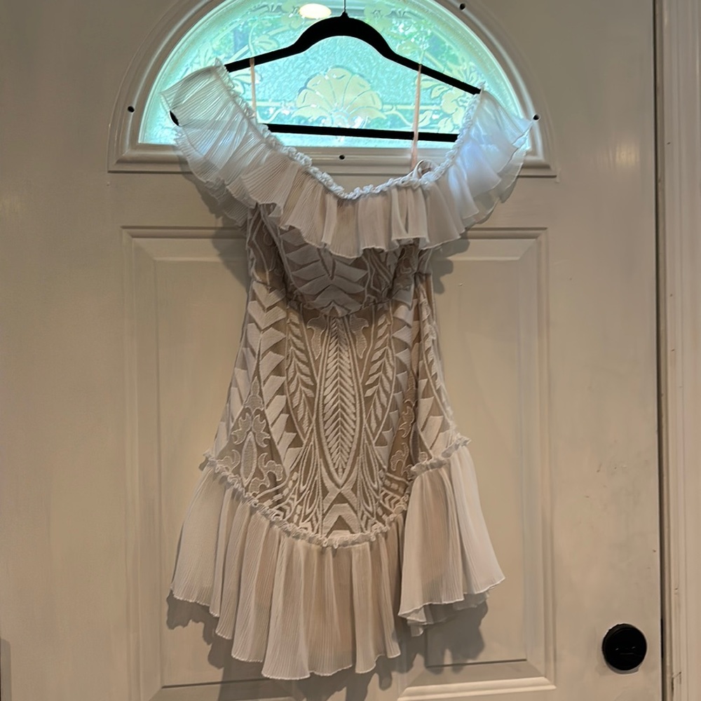 Saints+secrets bridal off the shoulder mini dress